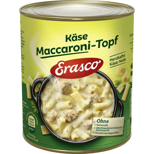 Erasco Käse Maccaroni-Topf 800G 1 Erasco Käse Maccaroni-Topf 800G
